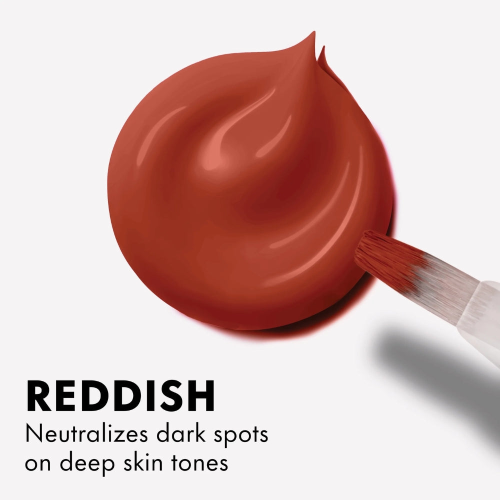 L.A. Girl HD Pro Conceal Reddish Corrector swatch graphic showing the reddish shade designed to neutralise dark spots on deep skin tones.